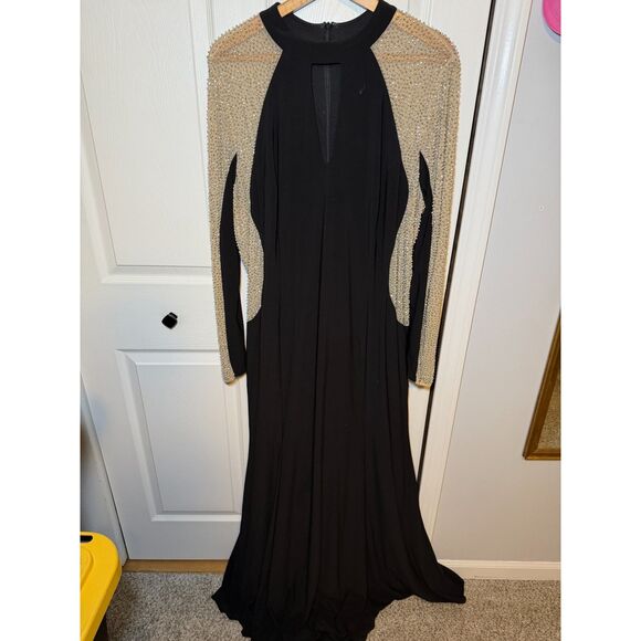 Xscape Dresses & Skirts - Xscape Black Rhinestone Illusion Sleeve Formal Gown Size 20W